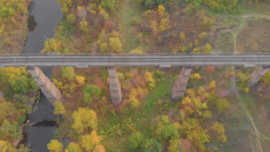 铁路桥梁空中运动视频素材模板下载
