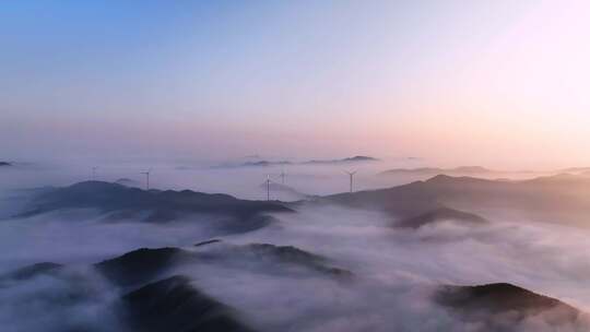 航拍群山唯美云海朝阳光芒