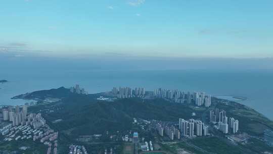 珠海唐家湾海岸风景航拍城市海岸线海边风光