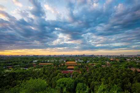 北京景山万春亭拍北部中轴线史诗级晚霞