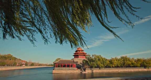 北京秋天秋季的故宫角楼