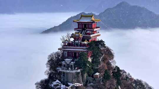 西安南五台景区冬雪雪景