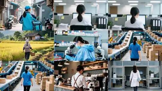 各行各业女性工作背影合集高清在线视频素材下载