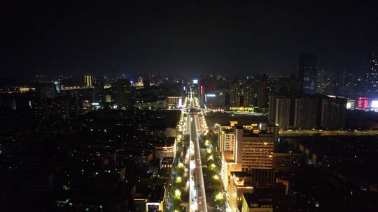 江西南昌城市夜景交通航拍