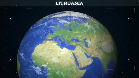 立陶宛地图来自地球视频素材模板下载