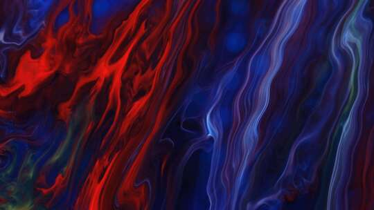 蓝色和红色的大理石漩涡流动墨水的移动背景
