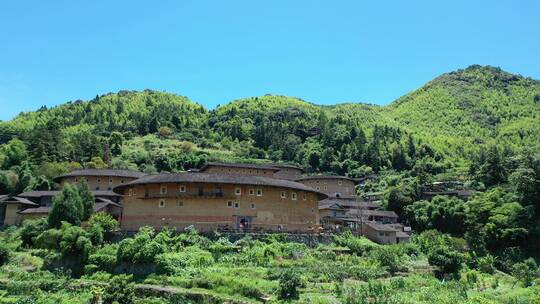 福建漳州南靖土楼古镇村落土楼航拍