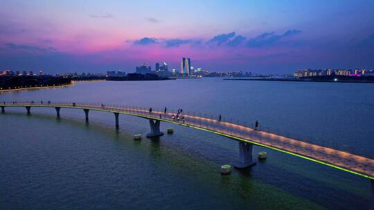 苏州金鸡湖夜景航拍