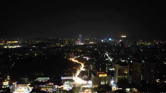 广东中山市夜景交通航拍
