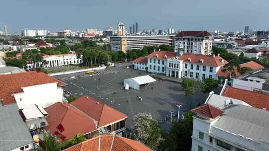 印尼雅加达老城法塔西拉广场航拍建筑风光