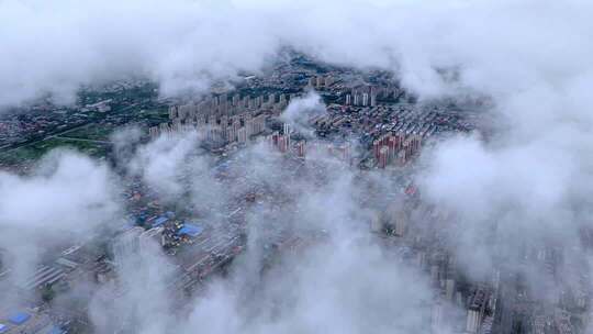 航拍云端下的峄城姑嫂山、仙檀小镇、峄城城区、泉兴水泥厂风光