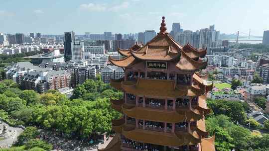 黄鹤楼航拍武汉地标城市景观建筑风光风景