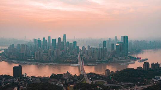 重庆_重庆日落_日景_环绕航拍延时视频素材模板下载