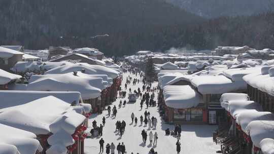 雪乡航拍空镜