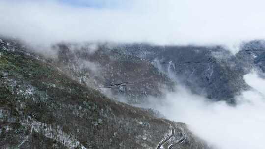 4K冬季自然风光山川景色雪景云海航拍视频