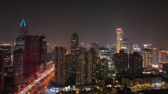 南京西路夜景航拍视频素材模板下载