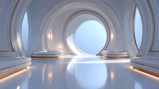 未来科技感白色建筑空间展示