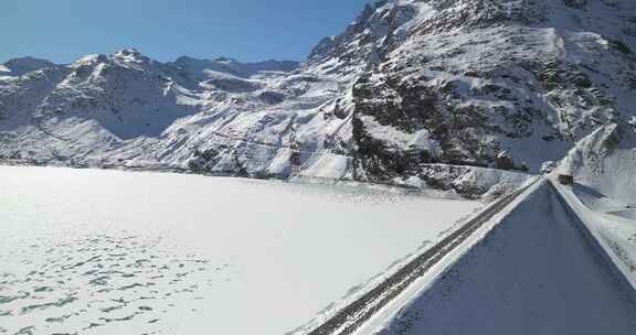 冰冻，湖，雪，山