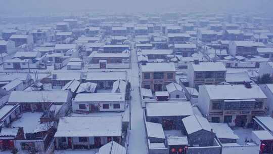 航拍农村大雪过年氛围感