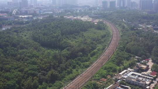 航拍深圳龙华区观澜铁路建设