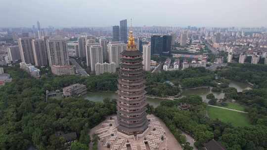 江苏常州天宁禅寺红梅公园航拍