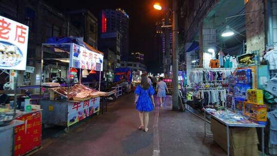 广西南宁中山路美食街夜市烧烤摊夜生活街景