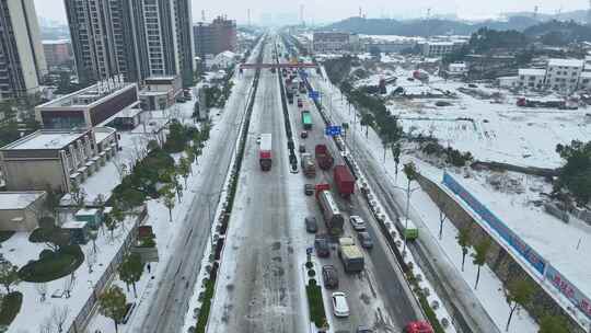 冰雪灾害航拍素材