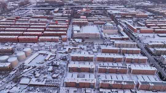 牙克石航拍冬天城市雪景