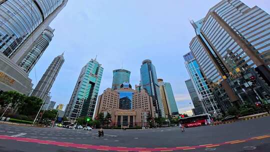 上海陆家嘴中国人民银行日出延时