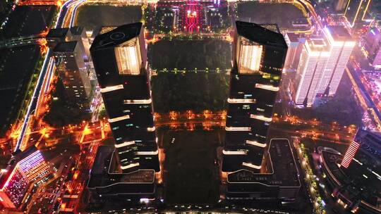 郑州城市夜景航拍视频素材模板下载