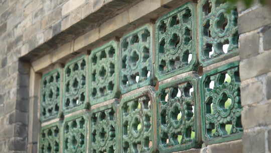 中式古典园林建筑花窗户盆栽盆景
