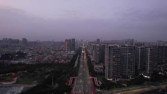 广东佛山城市夜幕降临夜景交通航拍