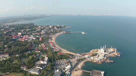 航拍北戴河夏季海滩视频素材模板下载