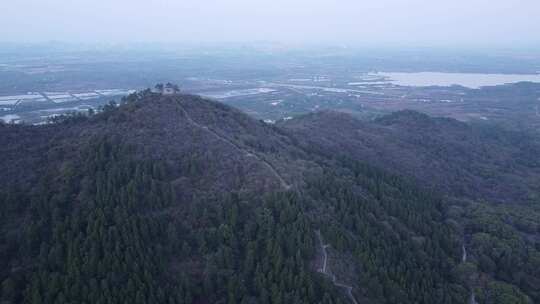 武汉龙泉山风景区远眺亭航拍