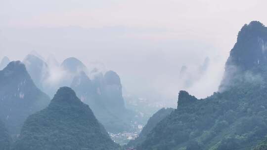 广西桂林阳朔风光中国山河航拍生态环境自然