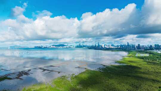 深圳湾海岸线日夜风光