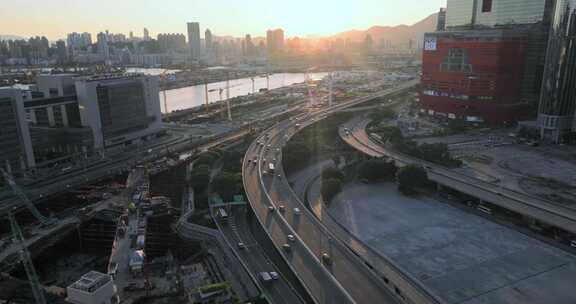 航拍香港维多利亚港