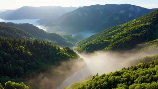 山林间云雾缭绕自然风光