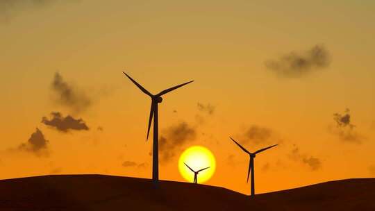 沙漠中的新能源和风力发电