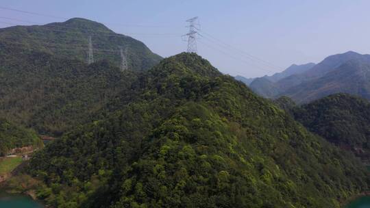 航拍高山高压电塔电线合集