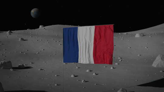 月球上的法国国旗|超高清|60fps
