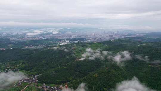 浙江宁波宁海雨后风景航拍