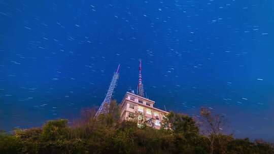 电视塔与星空 延时摄影