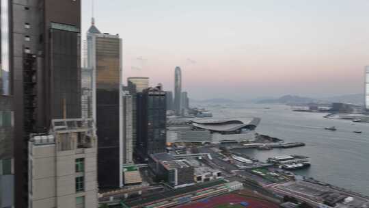 香港CBD维多利亚港航拍空镜
