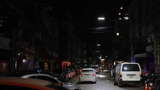 泰国曼谷清迈古城小镇郊外城市夜景