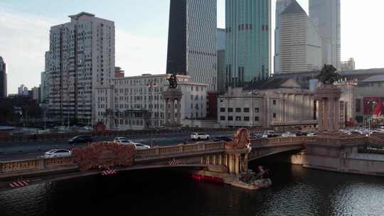 天津海河风景线城市天际线建筑风光航拍