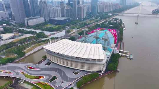 广州海心沙航拍天河体育中心天河区亚运会场视频素材模板下载
