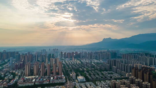 贵港市区耶稣光航拍延时