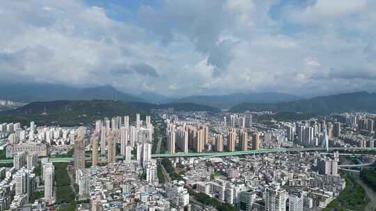 航拍龙岩城市大景龙岩城市天际线