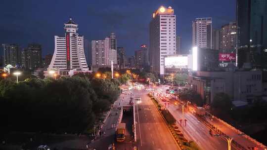 贵阳市南明区人民广场筑城广场夜景航拍民族